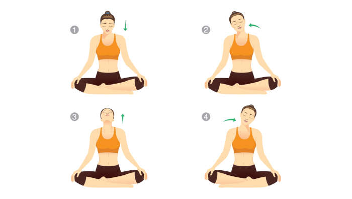 Kopfkreisen zerlegt man besser in zwei Übungen, bewegt von vorne nach hinten und zurück und bewegt von rechts nach links und zurück. 